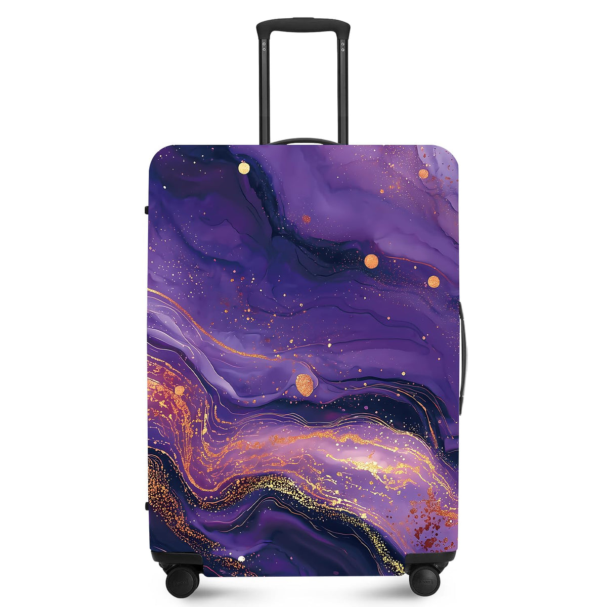 FOREVER QUEEN Blue Gold Luxury Marble Luggage Cover Suitcase Protector Suitcase Cover Anti-Scratch,Stretchable Bag Cover Washable Durable Polyester