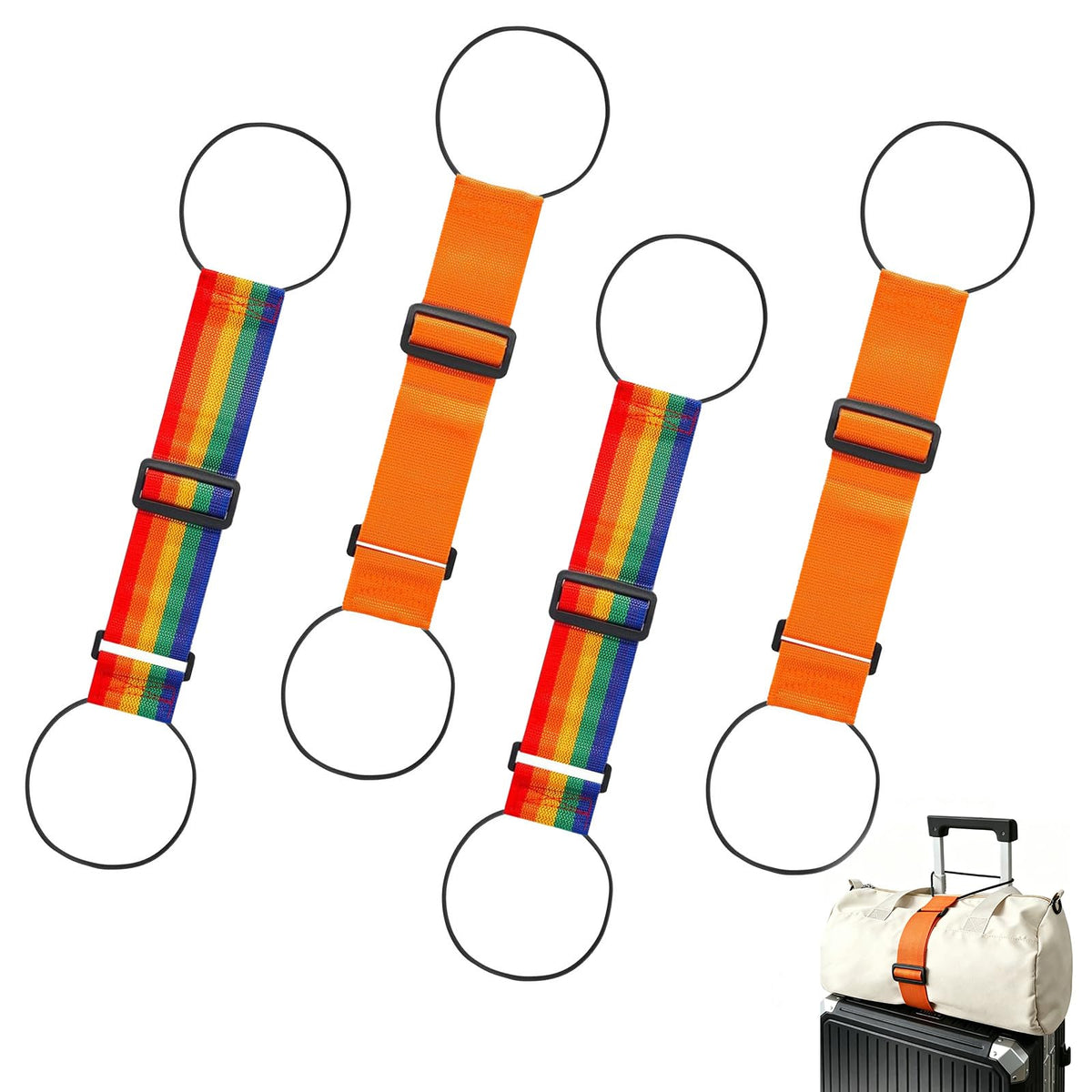 2 Pack Multi Use Strong Adjustable Luggage Connector Straps for Suitcases