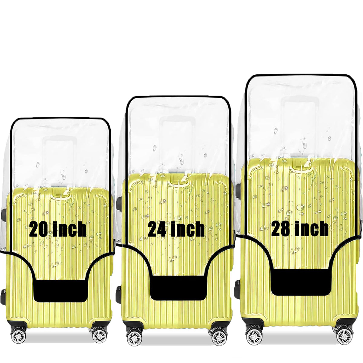 28 Inch Waterproof Clear Suitcase Cover (Black Trim)