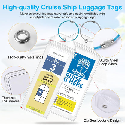 Maloun Cruise Luggage Tag Holders for Royal Caribbean & Carnival, 6 Pack