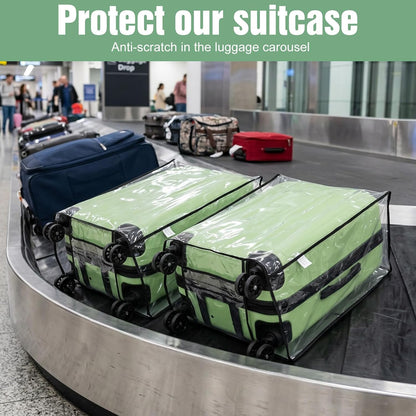 7 Pcs Clear Luggage Cover for Suitcase, Waterproof PVC Suitcase Covers for Luggage, Anti-Scratch Travel Protector Set for 18" to 30" Suitcases, Transparent Design