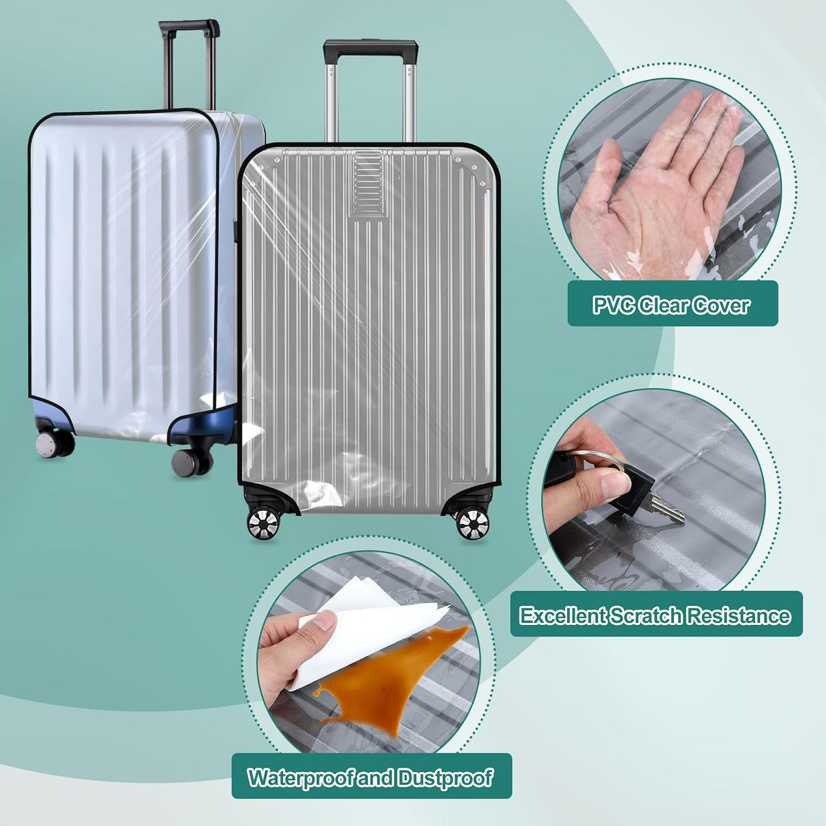 Dimeho 3 Pcs Clear Luggage Cover Protector Suitcase Protector 20" Covers