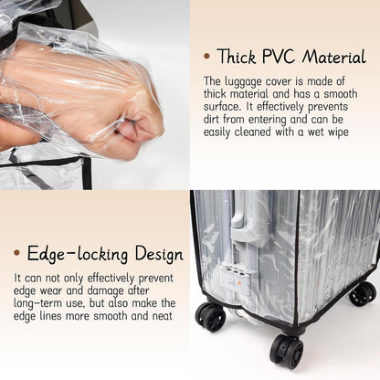 PVC Suitcase Cover Protector,20/22/24/26/28/30 Inch Suitcase Baggage Covers,Transparent Luggage Cover for Wheeled Suitcases (24‘’)