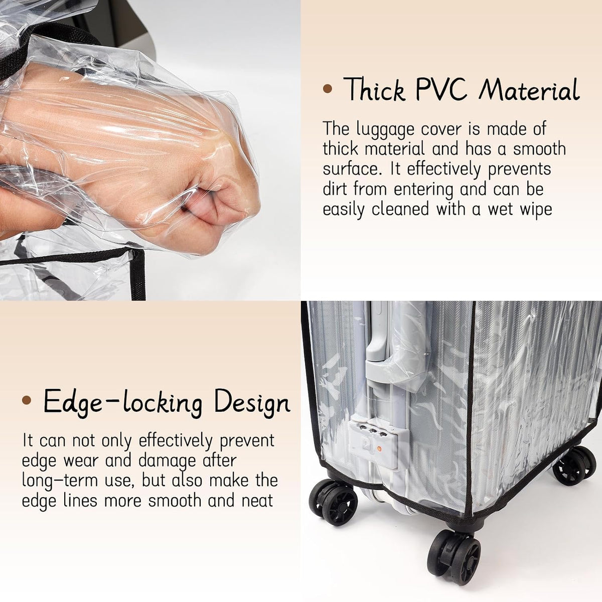 PVC Suitcase Cover Protector,20/22/24/26/28/30 Inch Suitcase Baggage Covers,Transparent Luggage Cover for Wheeled Suitcases (26‘’)