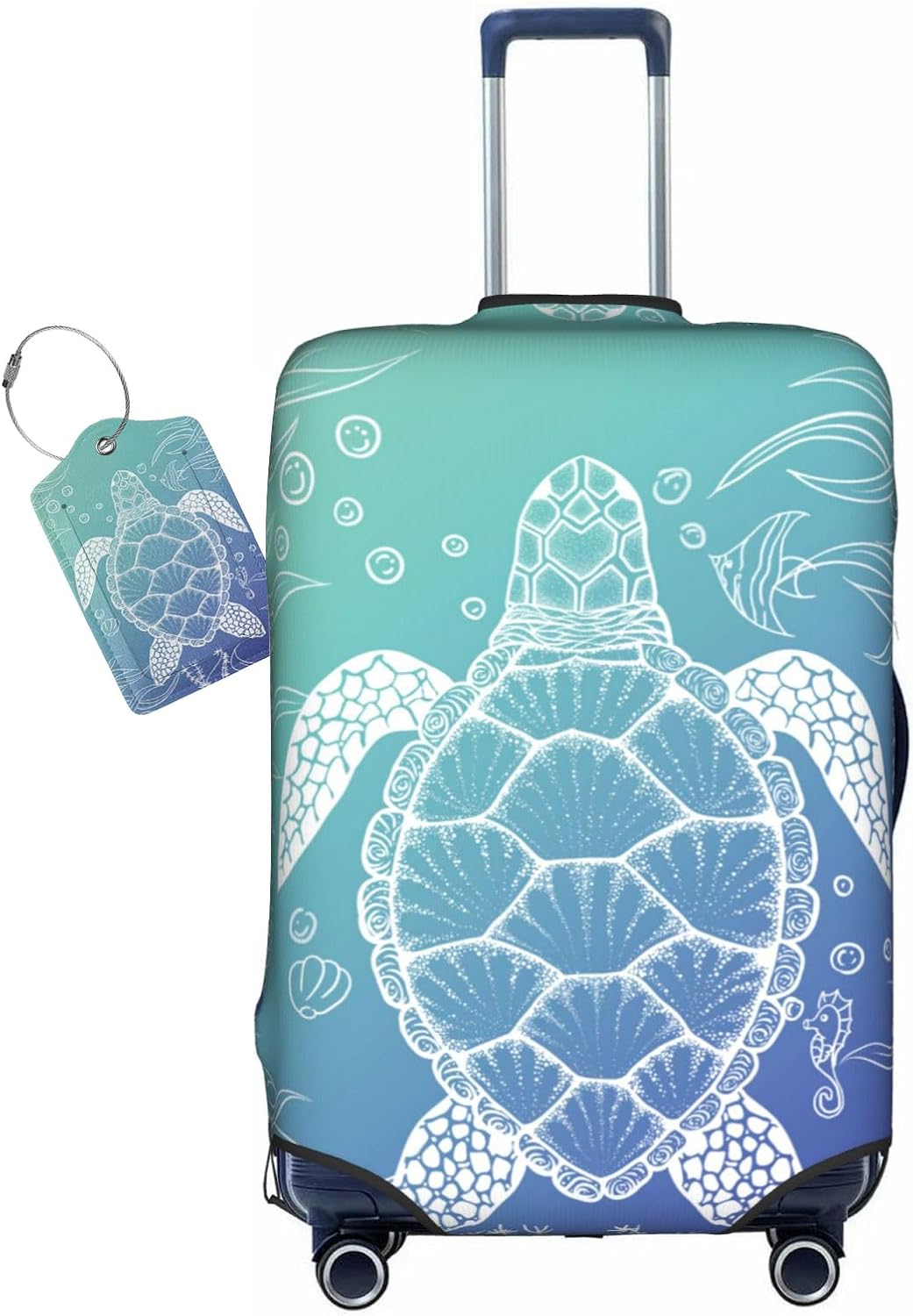 Ocean Sea Turtle Luggage Cover Washable Suitcase Protector, Turtle Theme Party Luggage Tag Travel Birthday Gifts For Men Women (XL 29-32 Inch Luggage)
