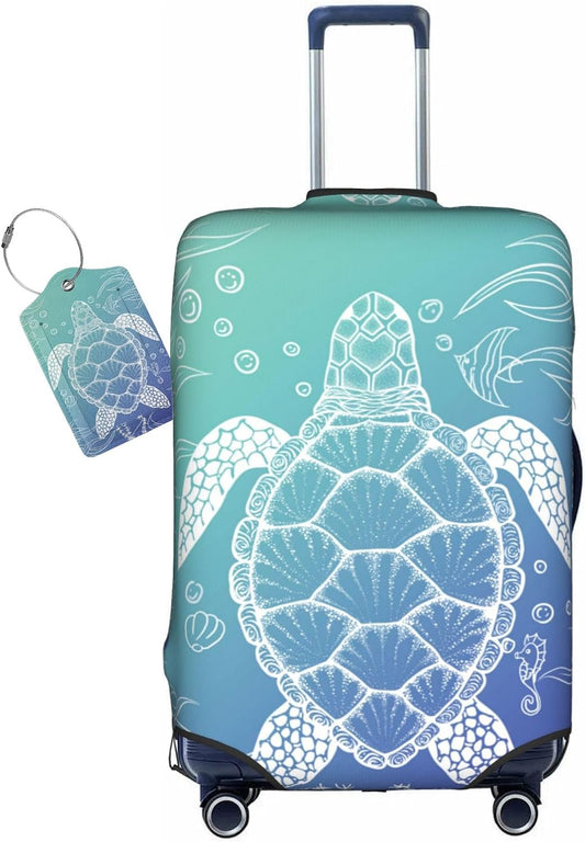 Ocean Sea Turtle Luggage Cover Washable Suitcase Protector, Turtle Theme Party Luggage Tag Travel Birthday Gifts For Men Women (XL 29-32 Inch Luggage)