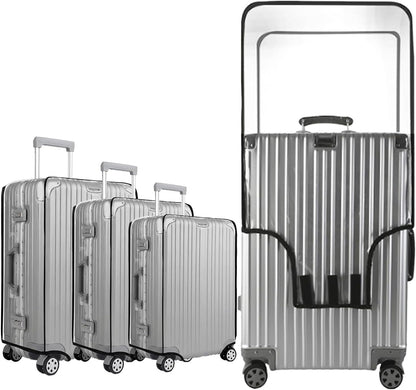 3 Pack Clear Luggage Cover Protectors, TSA Approved Heavy Duty Waterproof PVC Suitcase Covers, Scratch Resistant Travel Protector Fits 20 24 28 Inch Wheeled Hard-Sided Luggage