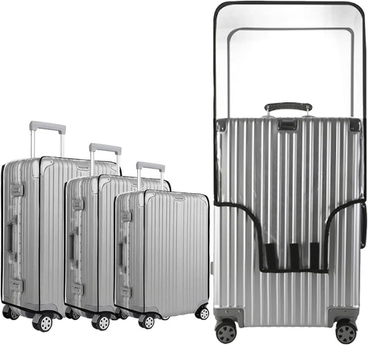 3 Pack Clear Luggage Cover Protectors, TSA Approved Heavy Duty Waterproof PVC Suitcase Covers, Scratch Resistant Travel Protector Fits 20 24 28 Inch Wheeled Hard-Sided Luggage