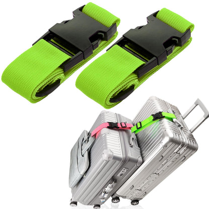 Luggage Straps for Suitcases, Travel Belt Multiple Connector, 2 Pack Black