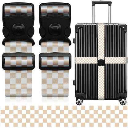 2 Pack Luggage Straps for Suitcases, Adjustable Travel Belt with Double Lock and Quick Release Buckle, Heavy Duty Nylon Bag Packing Strap, Bright Identifiers Business Travel Accessories-Colorful Block
