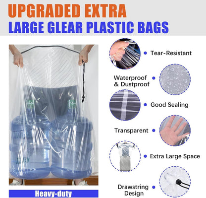 32x42 Inch Large Clear Plastic Suitcase Storage Bags, 3 Pack, 4 Mils
