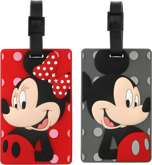 Cute Luggage Tags for Suitcases 2-Pack Cute Silicone Luggage Tag with Name ID Card Funny Suitcase Label (Cartoon pattern-01)