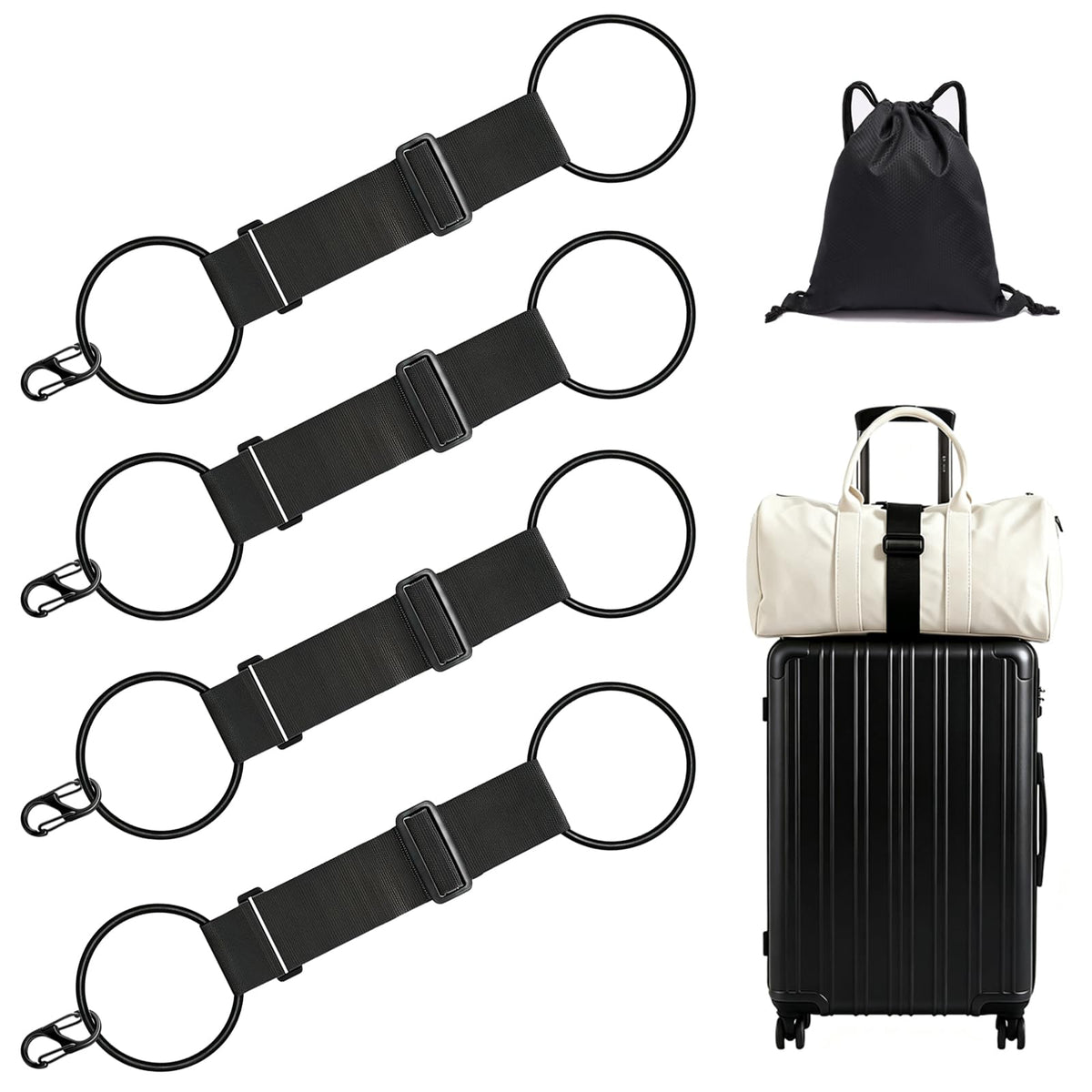 5 Pack Adjustable Luggage Connector Straps for Multiple Suitcases