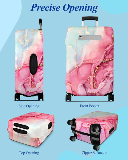 Slohif Luggage Cover for Suitcase Tsa Approved Protector - Luggage Sleeve Large Suit Case Cover Travel Stretch Baggage Case Protective Washable Fit 18-32 Inch Marble L