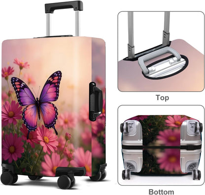 Pink Butterfly Luggage Cover Washable Suitcase Protector Anti-scratch Suitcase cover Fits 32-34 Inch Luggage XL