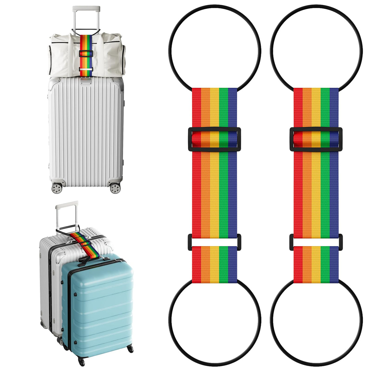 2 Pcs Luggage Connector Straps Bungee for Carry on Bag & Multiple Suitcases