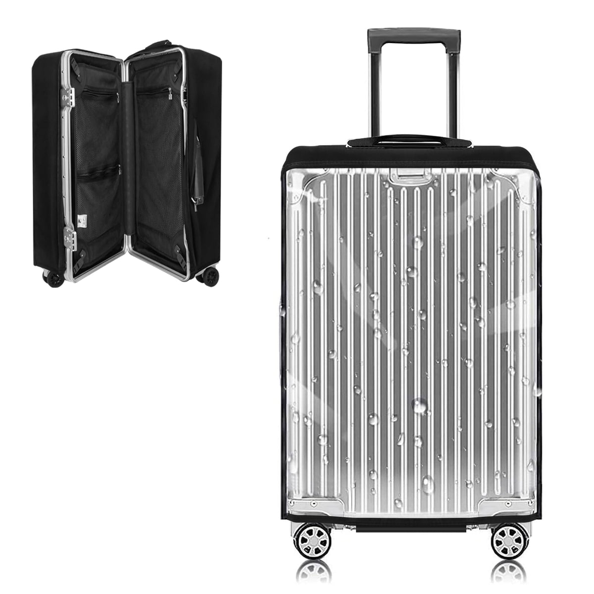 Yotako 3 Pieces Clear PVC Suitcase Cover Tough Protector, 20" 24" 28" Luggage Covers for Wheeled Suitcase