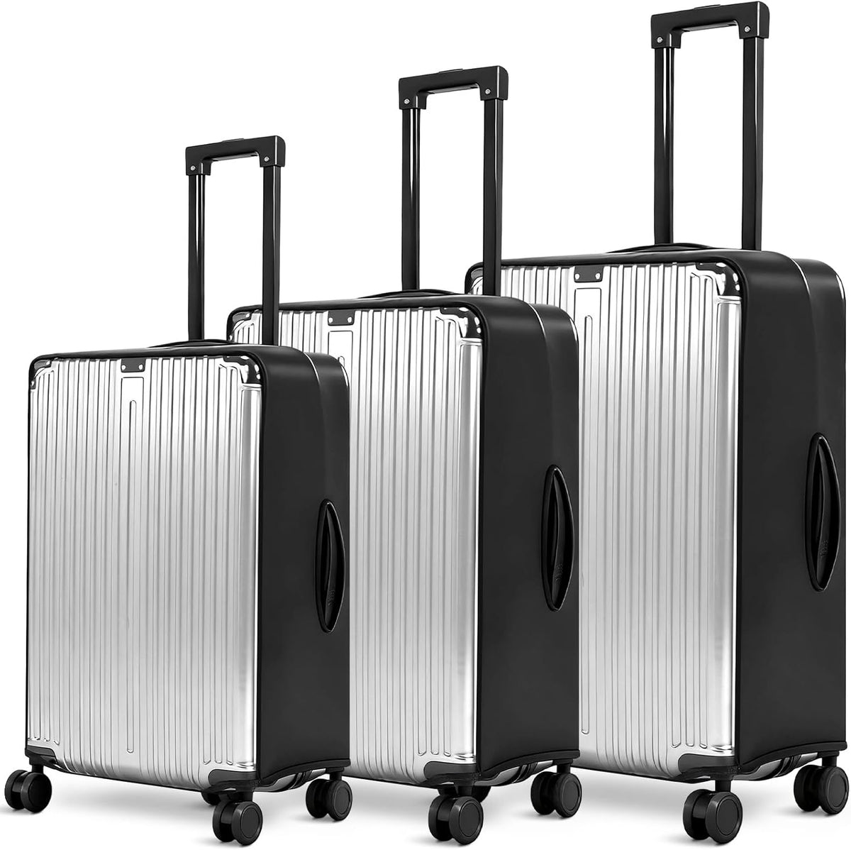 Gilprop 3 Pcs Clear Luggage Cover Protector Fit 20 24 28 Inch Baggage Black