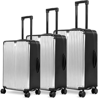 Gilprop 3 Pcs Clear Luggage Cover Protector Fit 20 24 28 Inch Baggage Black