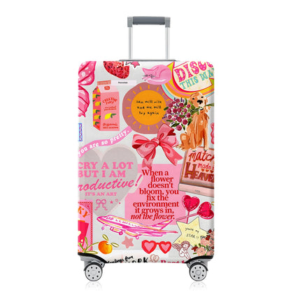 Fashion Accessory Travel Luggage Cover Fashion Girl Perfume and Lipstick and Heels Travel Suitcase Cover Anti-scratch Suitcase cover Fits 18-20 Inch