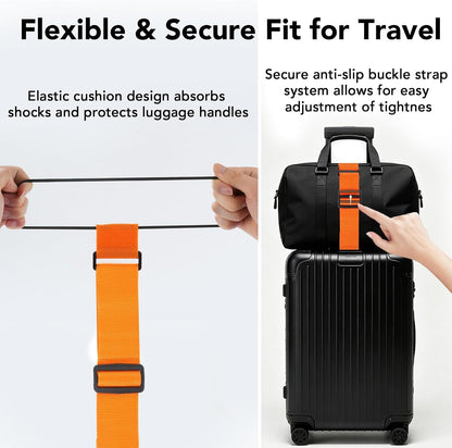 Luggage Connector Straps, Adjustable Elastic Durable Straps for Connecting Luggage Bags to Suitcases, Hands-Free Travel Essential (4PCS Black)