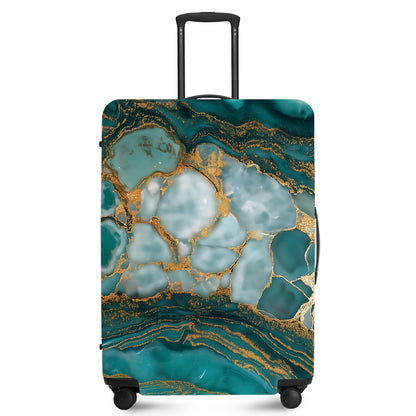 FOREVER QUEEN Blue Gold Luxury Marble Luggage Cover Suitcase Protector Suitcase Cover Anti-Scratch,Stretchable Bag Cover Washable Durable Polyester