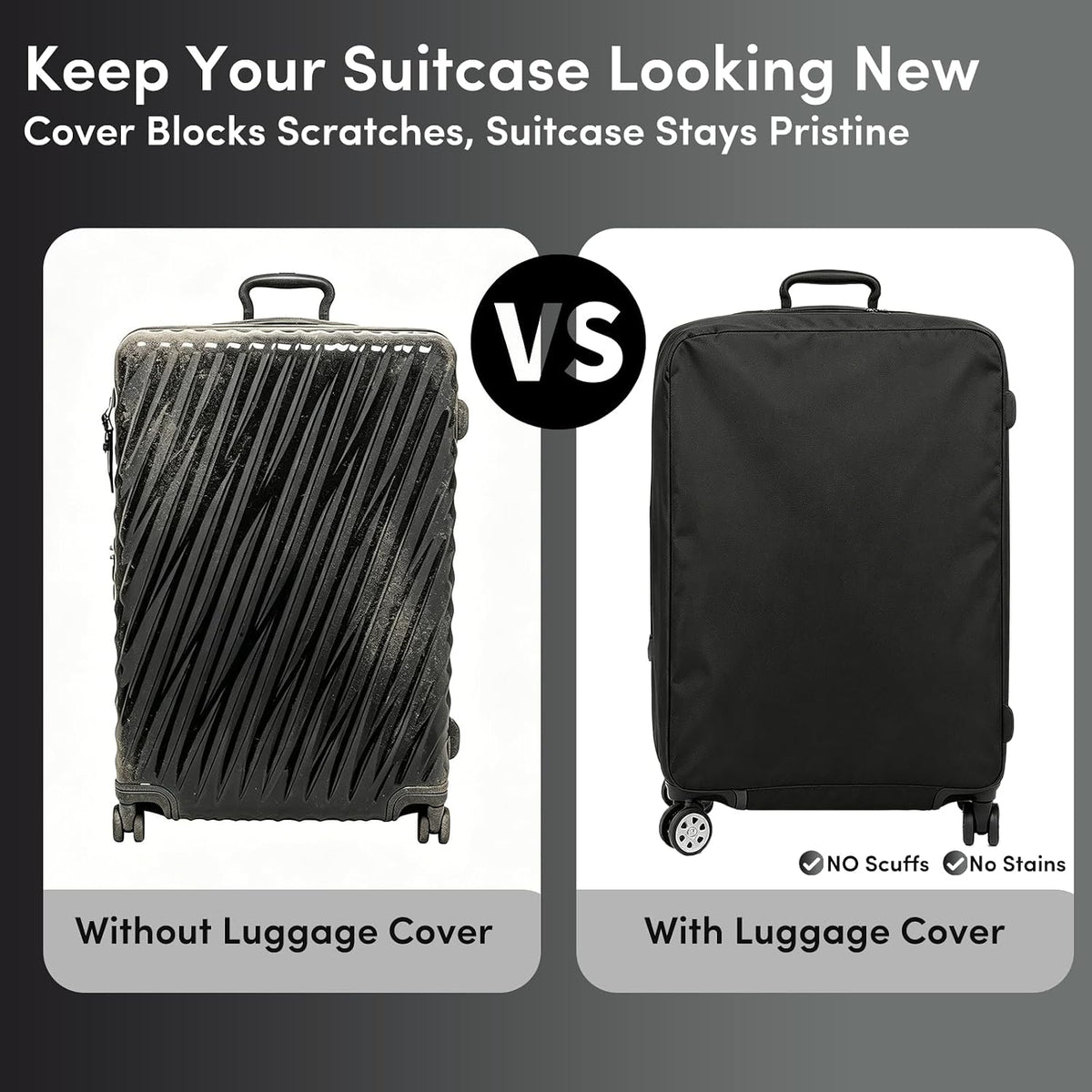 Luggage Cover Protector Compatible with Tumi, Upgraded Oxford Fabric Stretch Cover with Double Zipper, Washable Travel Suitcase Protector, Fits 28-29 Inch Case(Black)