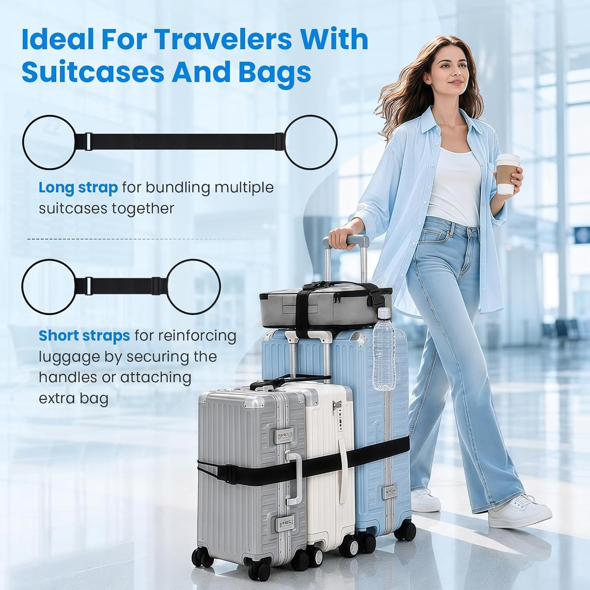 Adjustable Luggage Straps for Suitcases