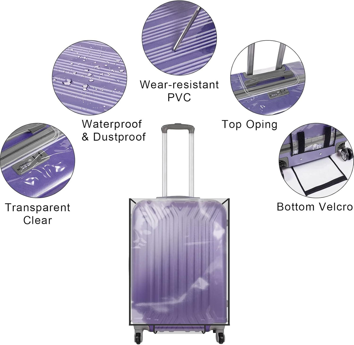 Cosmos 1 Pc Luggage Cover Clear PVC Suitcase Protector Travel Luggage Transparent Protective Cover Waterproof and Dustproof Luggage Suitcase Protector for Women and Men (28 Inch)