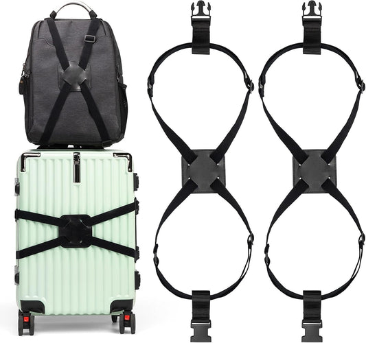 2 Pack Luggage Straps for Suitcases, Adjustable Elastic Travel Belt with Buckles, Secure Carry-On Bags Connect Two Luggage, Suitcase Bungee Straps Suitcase Accessories for Travel & Moving