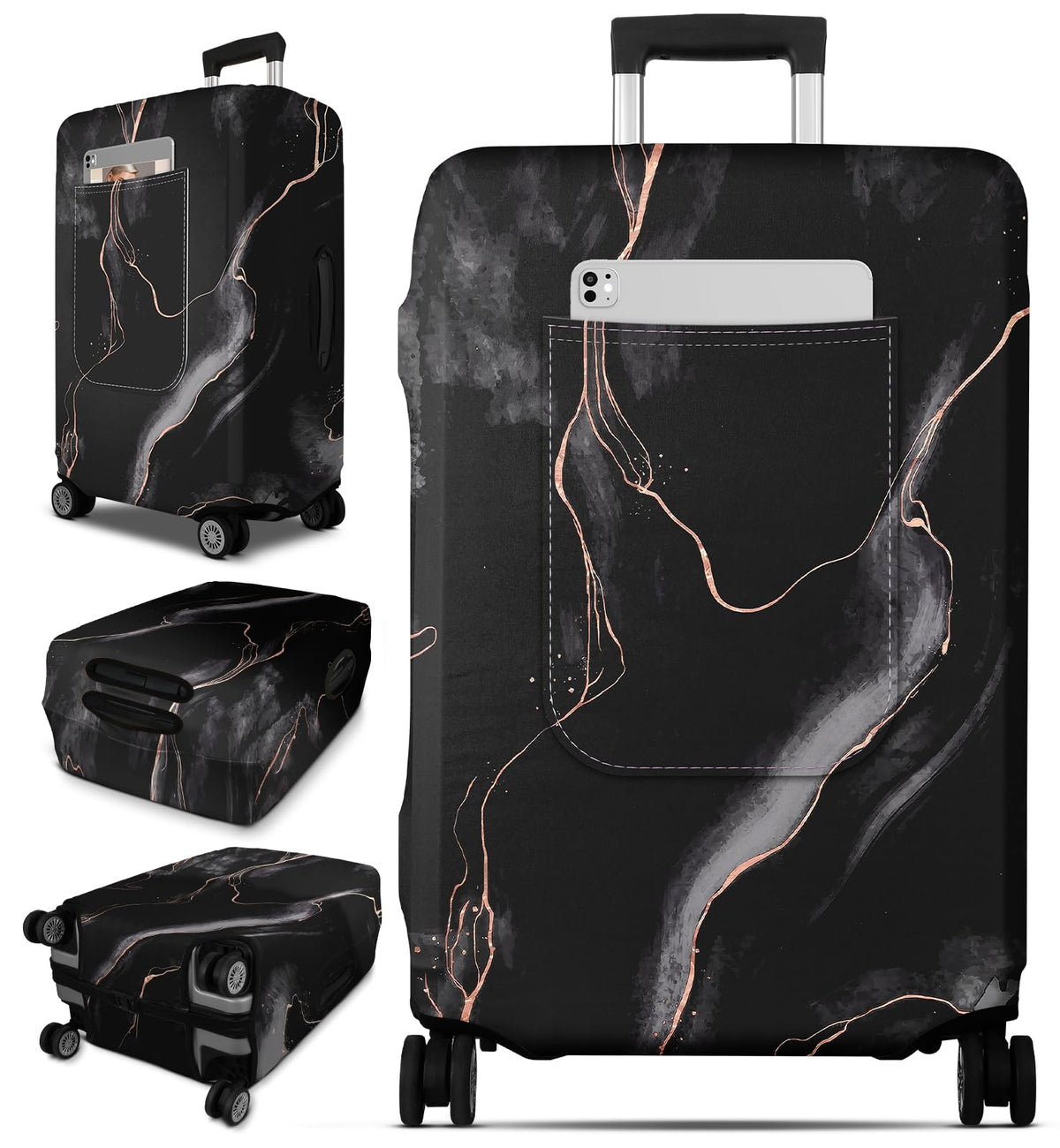 Slohif Luggage Cover for Suitcase Tsa Approved Protector - Luggage Sleeve Large Suit Case Cover Travel Stretch Baggage Case Protective Washable Fit 18-32 Inch Marble L