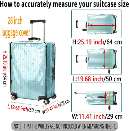28 Inch Waterproof Clear Suitcase Cover (Black Trim)