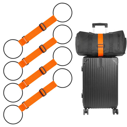 BILIONE Adjustable Luggage Connector Straps for Suitcases 2-Pack (Black)