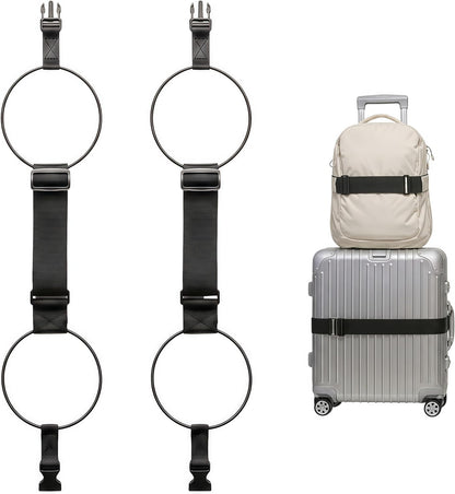 Multi Use Luggage Connector Straps for Suitcases - Adjustable Travel Belt with Secure Buckle to Hold Backpacks Totes and Duffle Bags - Anti Burst Baggage Protection for Rolling Suitcases(2 Pack)