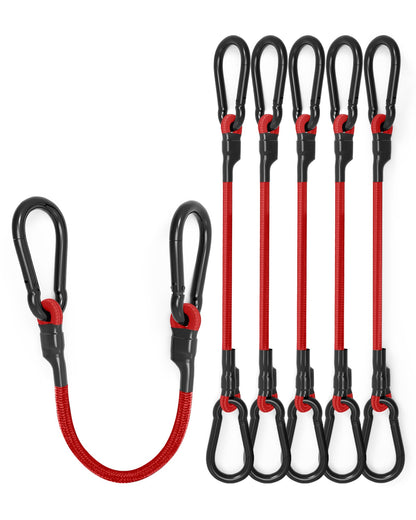 8 Pack 24" Carabiner Bungee Cords Heavy Duty Outdoor, 190 Lb Break Strength
