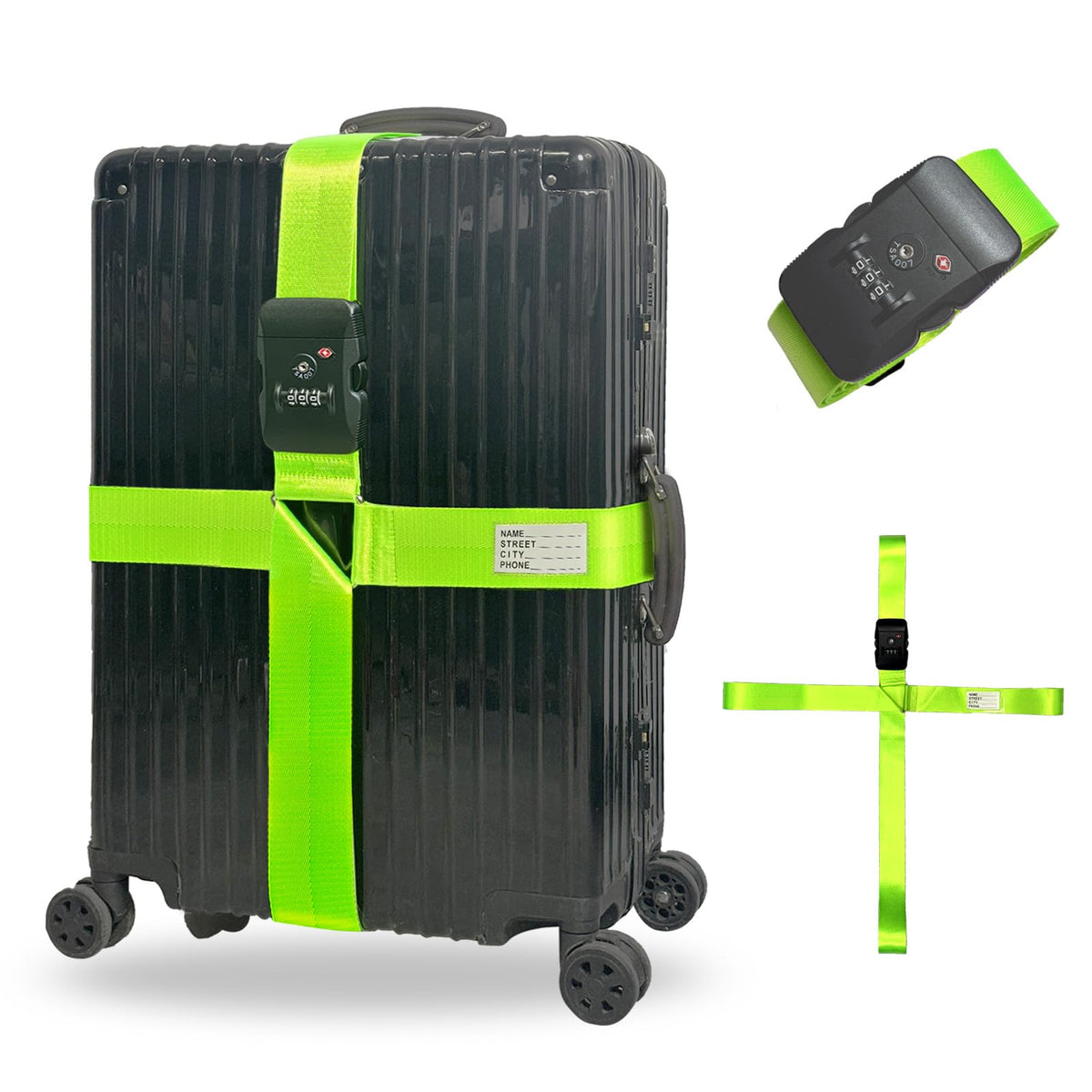 Luggage Straps TSA Approved with Lock,Suitcase Straps with Tags Purple1Pack