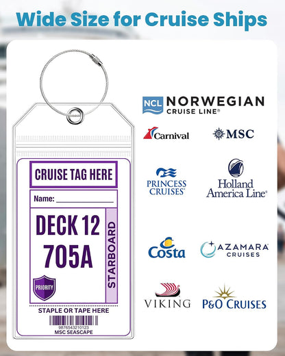 6 Pack Cruise Luggage Tag Holder for Carnival, Princess, Holland America