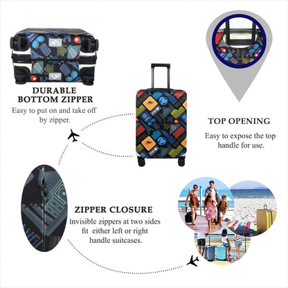 Explore Land Travel Luggage Cover Fits 31-32 inch Case (Bon Voyage, XL)