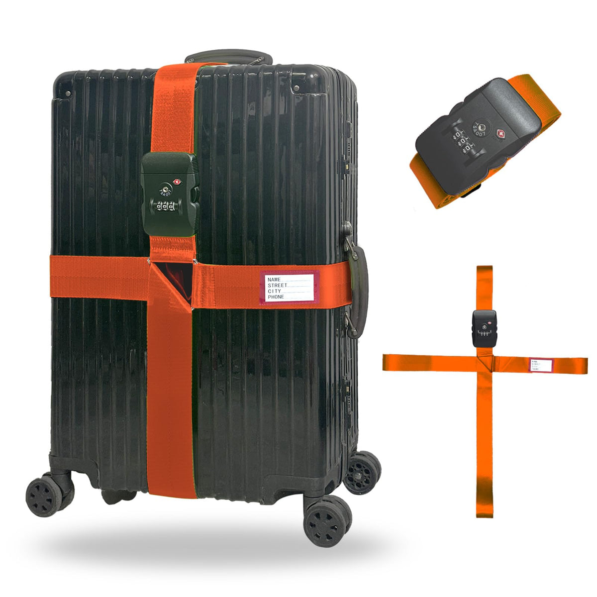 Luggage Straps TSA Approved with Lock,Suitcase Straps with Tags Purple1Pack