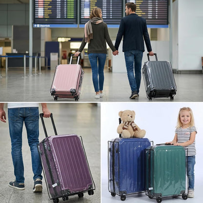 7 Pcs Clear Luggage Cover for Suitcase, Waterproof PVC Suitcase Covers for Luggage, Anti-Scratch Travel Protector Set for 18" to 30" Suitcases, Transparent Design