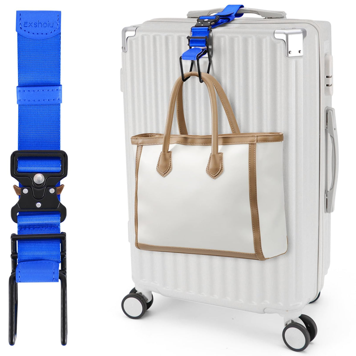 Luggage Hook Strap, Adjustable Luggage J Hook to Add a Bag Carry On