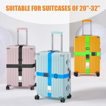 BILIONE Luggage Straps for Suitcases, Adjustable Lockable Suitcase Straps