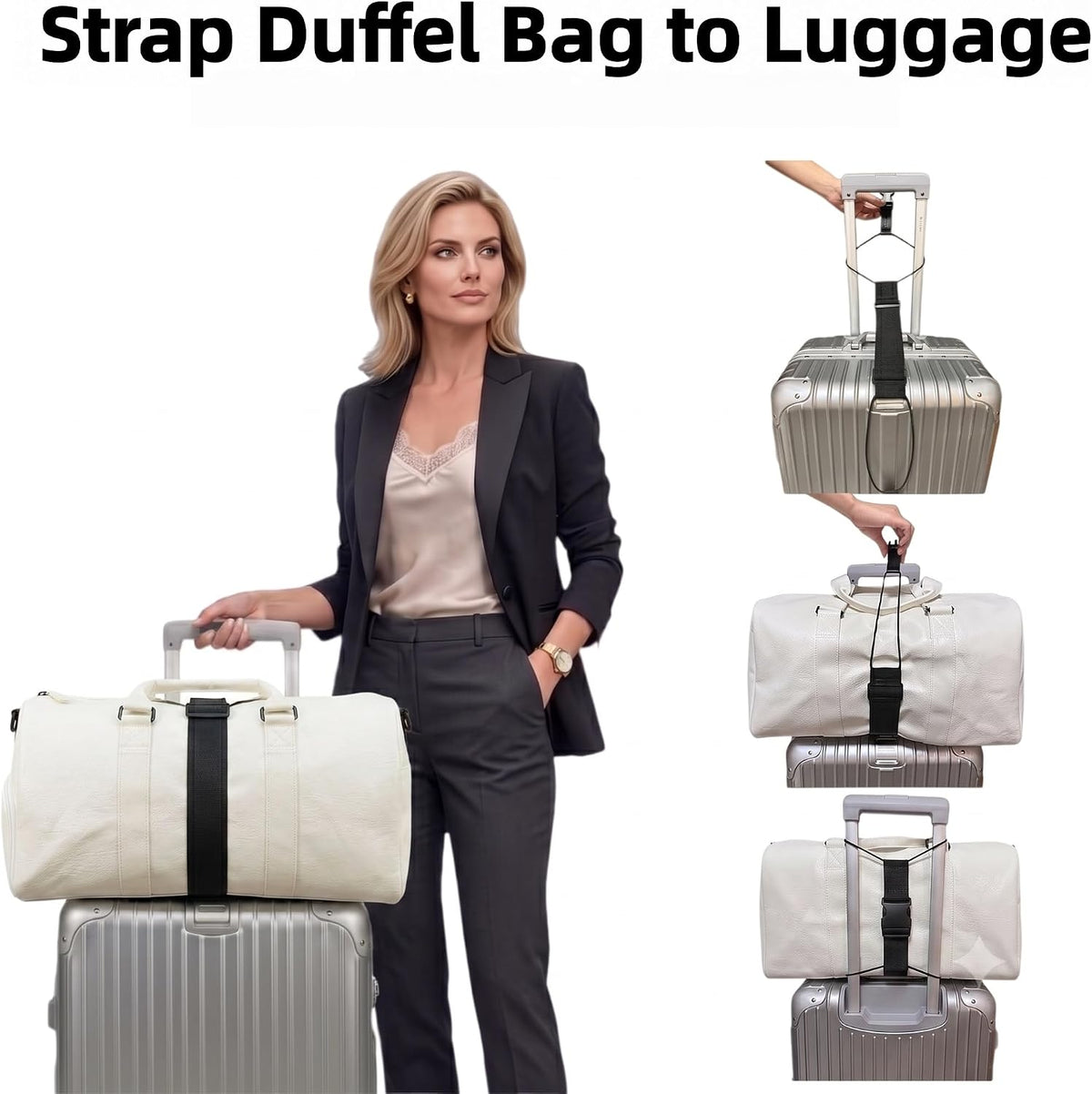 Multi Use Luggage Connector Straps for Suitcases - Adjustable Travel Belt with Secure Buckle to Hold Backpacks Totes and Duffle Bags - Anti Burst Baggage Protection for Rolling Suitcases(2 Pack)