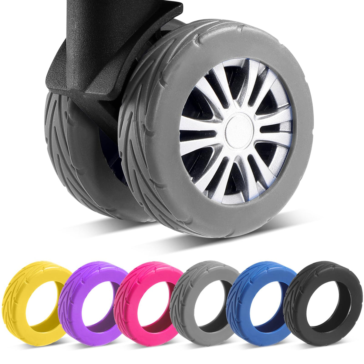 8Pcs Upgrade Luggage Wheel Covers, Travel Accessories (Black)