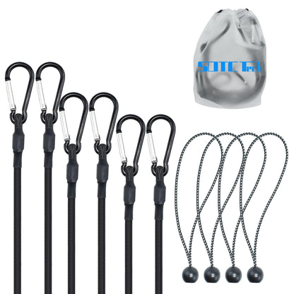 SDTC Tech 12 Inch Adjustable Bungee Cords with Carabiner Hooks