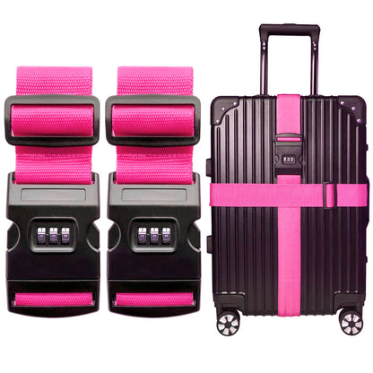 2 PCS Luggage Strap 78" x 2" Suitcase Belts Wide Adjustable Packing Straps Travel Accessories, Black&Combination Lock