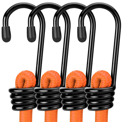 WORKPRO 24" Bungee Cords with Hooks, 4 Pack Heavy Duty Outdoor Bungee Strap