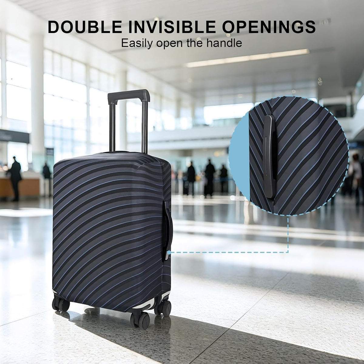 Explore Land Elastic Luggage Cover Suitcase Protector (Gray Wave, XL)