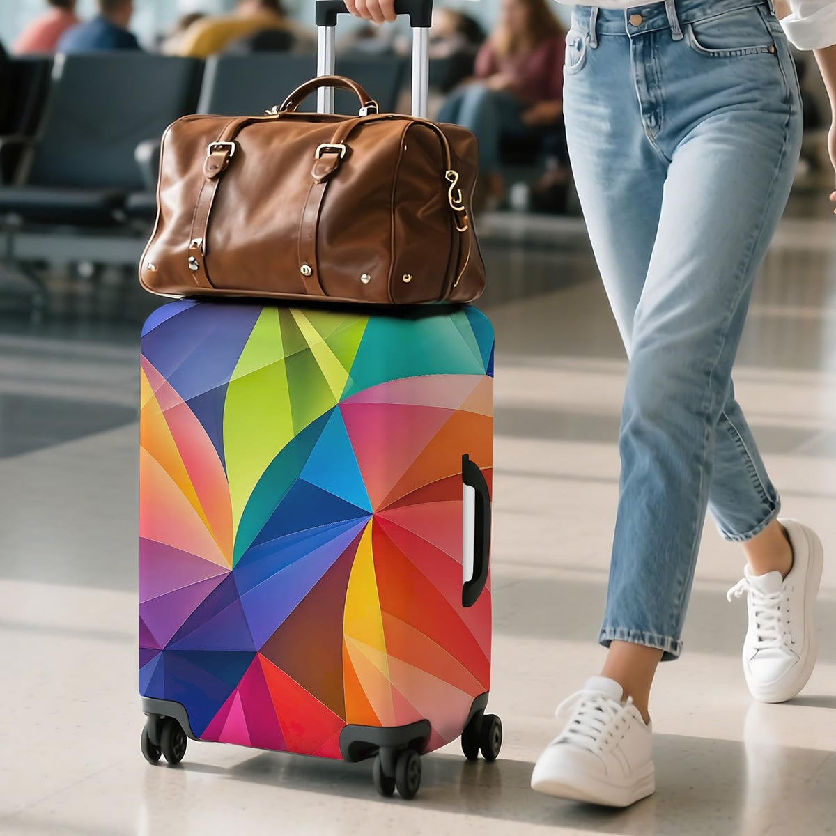 Colorful Geometric Luggage Cover, Abstract Suitcase Protector