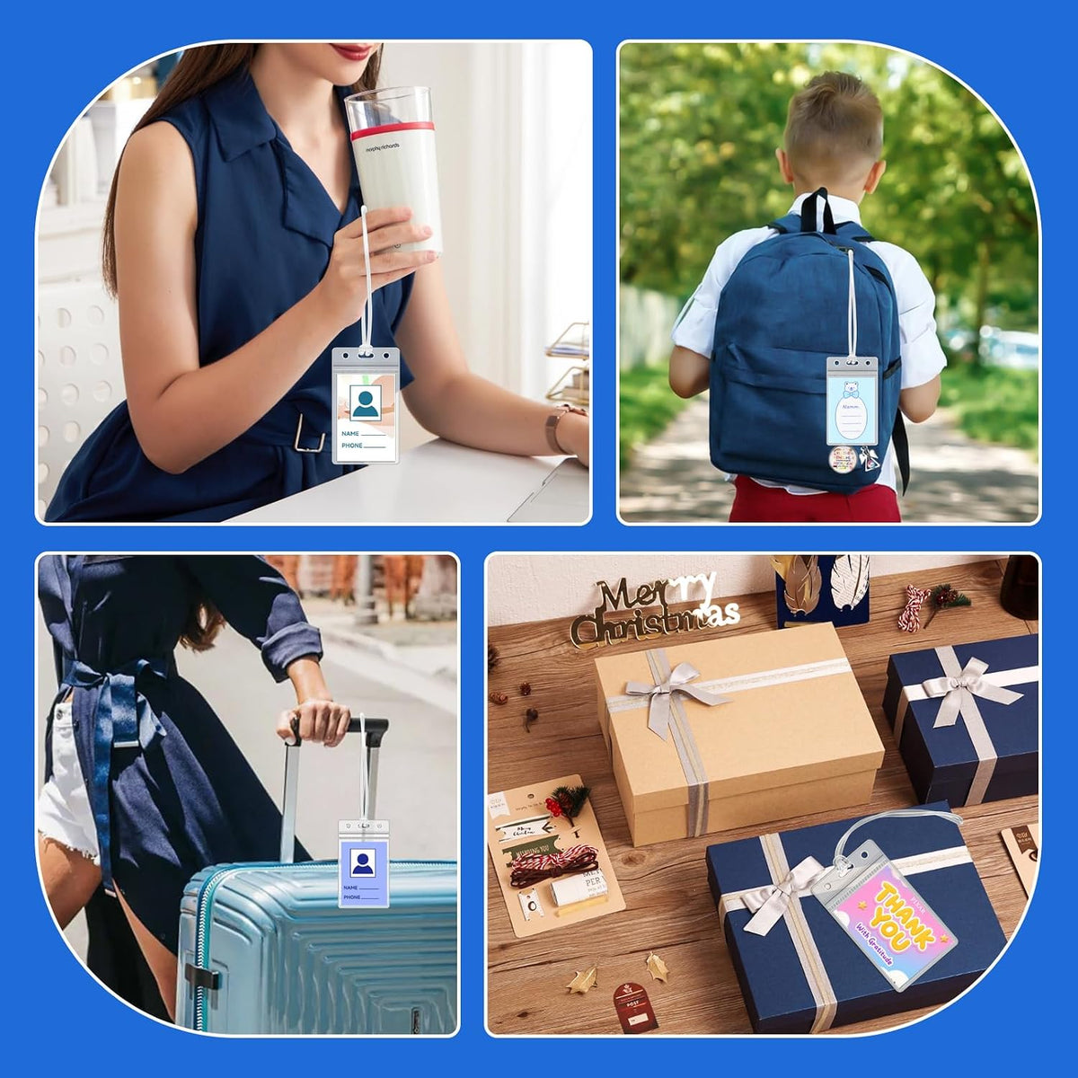 Oomcu 60 Pcs Clear Luggage Tag Holders with Straps, Cruise ID Badge Holders for Travel